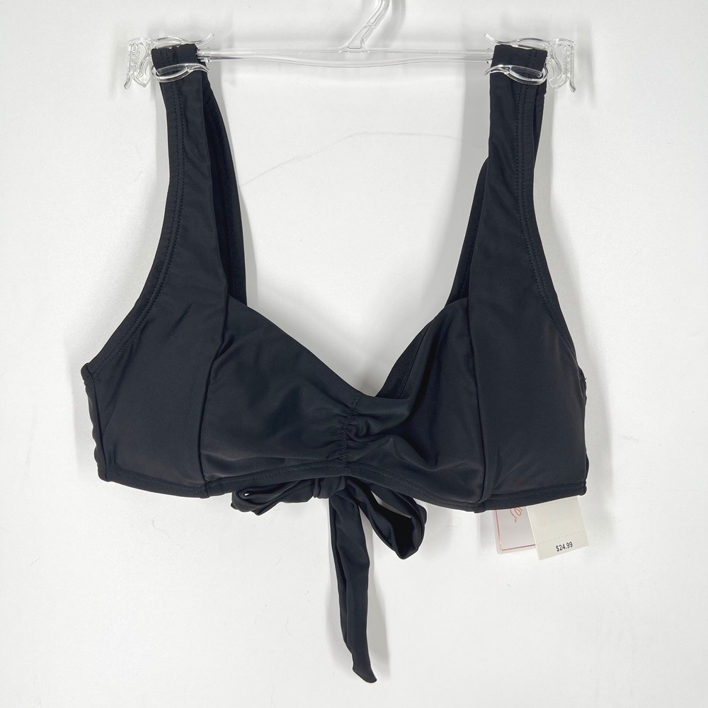 Salt + Cove Womens Black Ruched Tie Back Bikini Swim Top SC251007BT S NWT